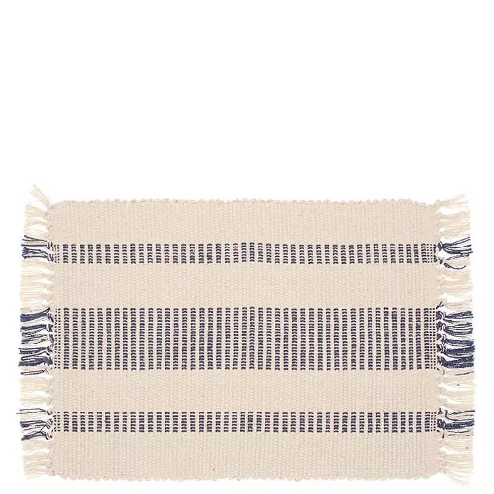 Walton & Co Recycled Cotton Slate Blue Stripe Placemat
